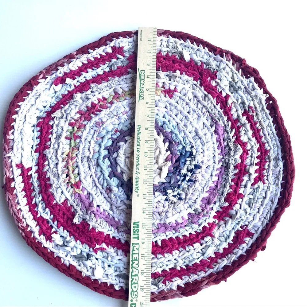 Handmade crocheted rug bathroom kitchen mat round 20”